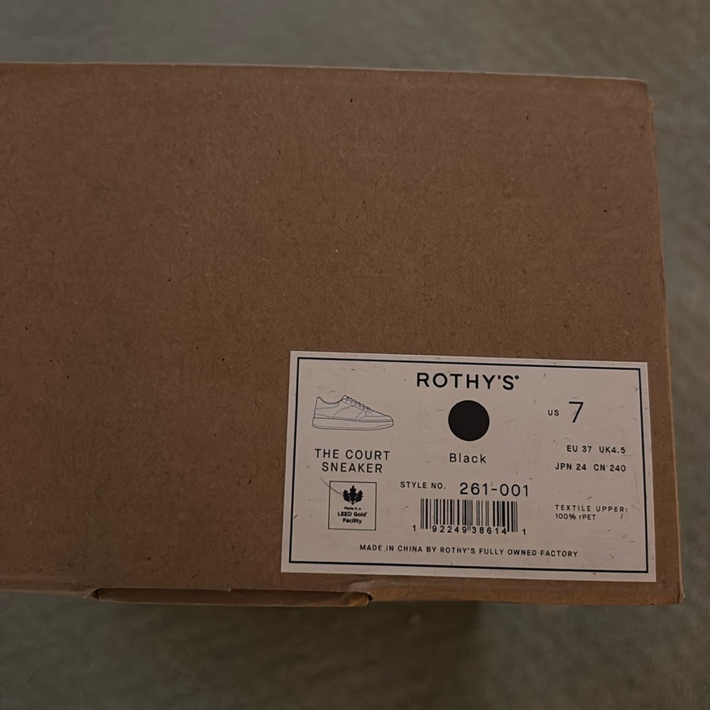 NIB Rothy’s Black Court Sneakers